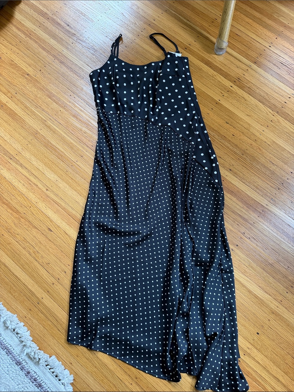 a new day Black and White Polka Dot Asymmetrical Slip Dress
